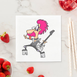 70s Glam Rock Star Pink Mohawk Punk Musician Napkins