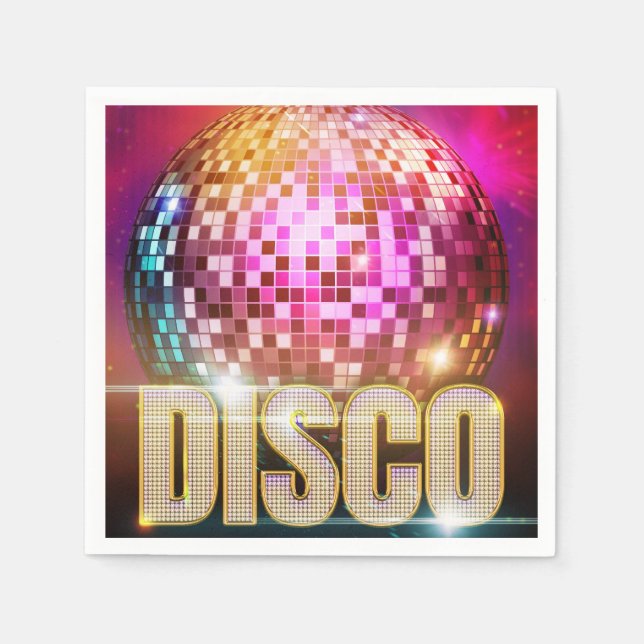 70's Glitzy Disco Ball| Retro Disco Dance Party Napkins (Front)