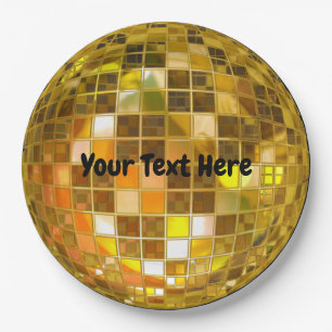 70s Gold Disco Ball 9" Paper Plates