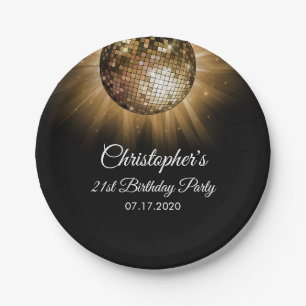 70's Gold Disco Themed Birthday Party Paper Plates