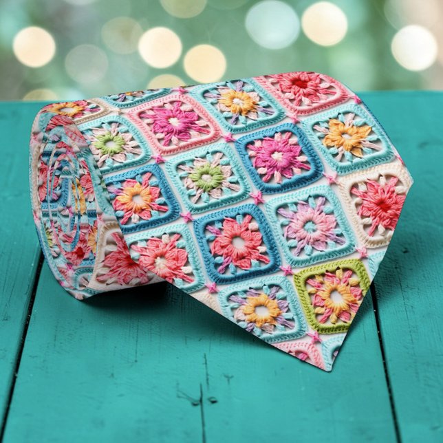 70s Granny Square Crochet Necktie (Creator Uploaded)