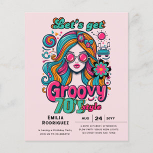 70s Groovy Boogie Retro Disco Birthday Party Flyer