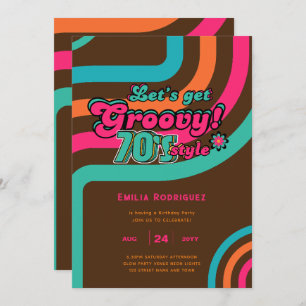 70s Groovy Boogie Retro Disco Birthday Party Invitation