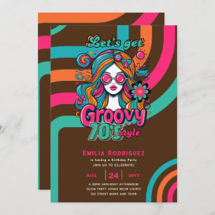 70s Groovy Boogie Retro Disco Birthday Party Invitation
