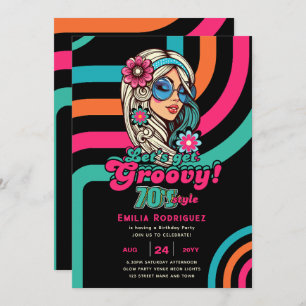 70s Groovy Boogie Retro Disco Birthday Party Invitation