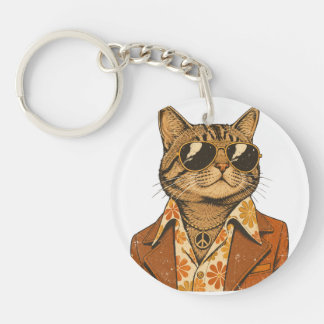70s Groovy Cool Cat & fox Keychain