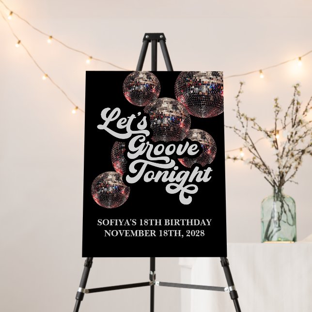 70s Groovy Disco Ball Welcome Sign (In Situ (Stand))