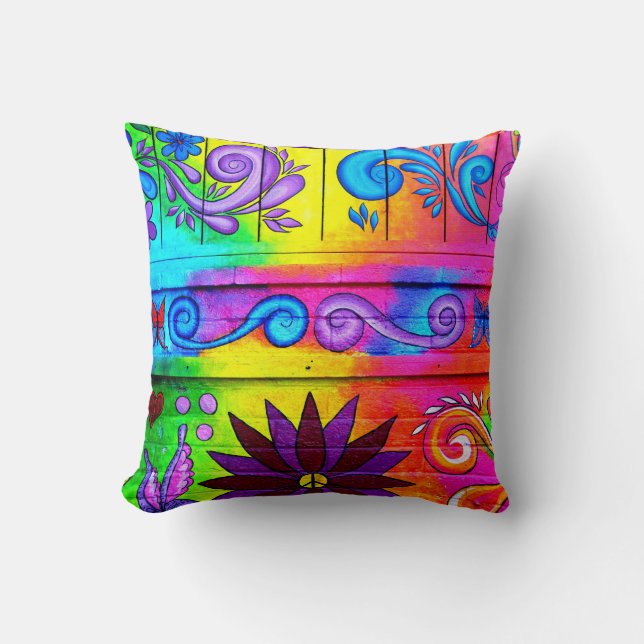 70's groovy psychedelic colors pillow (Front)