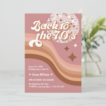 70's Groovy Retro Any Age Pink Disco Ball Birthday Invitation | Zazzle