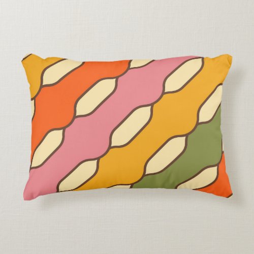 70s Groovy Retro Colorful Pattern Accent Pillow