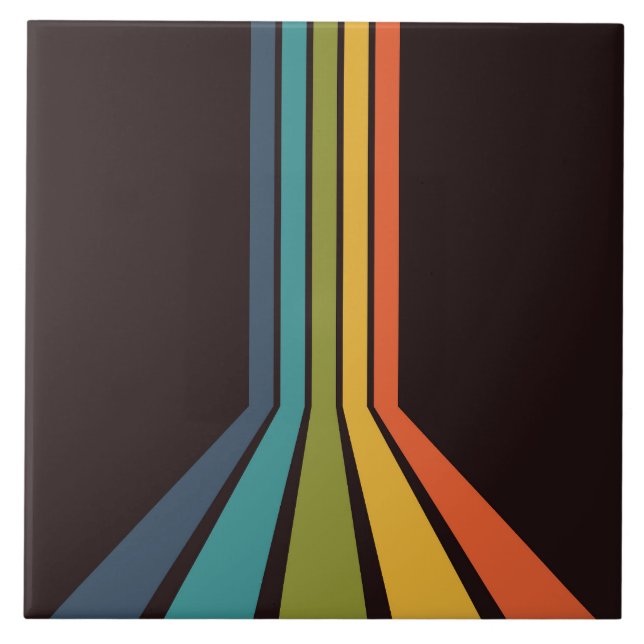 70s Groovy Retro Colorful Pattern Ceramic Tile (Front)