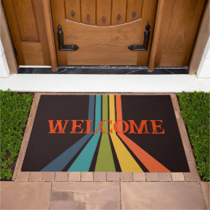 70s Groovy Retro Colorful Pattern Doormat