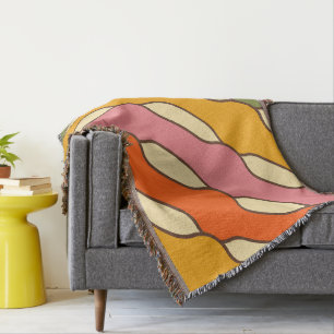 70s Groovy Retro Colorful Pattern Throw Blanket