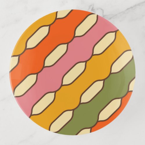 70s Groovy Retro Colorful Pattern Trinket Tray