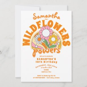 70s Groovy Retro Wildflower Flower Power Birthday Invitation