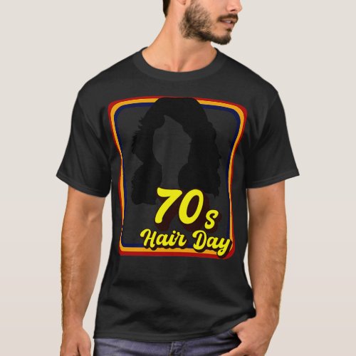 70s Hair Day Black T_Shirt