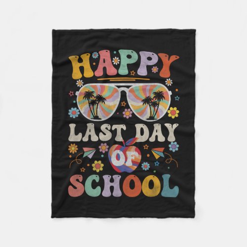 70s Happy Last Day Of School Groovy Teacher Boys G Fleece Blanket