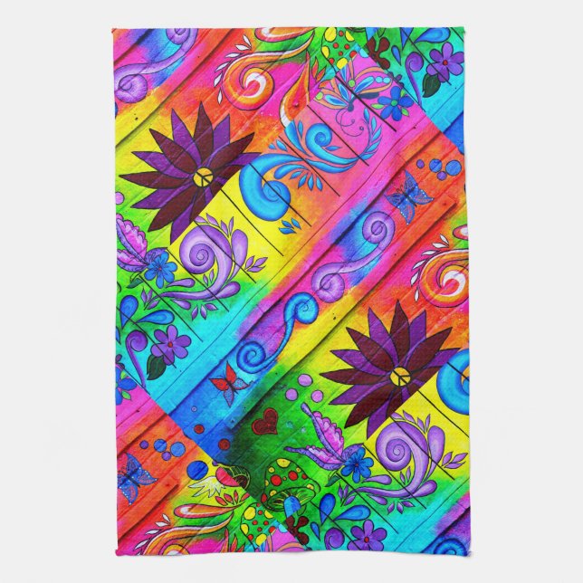70's hippie groovy kitchen towel (Vertical)