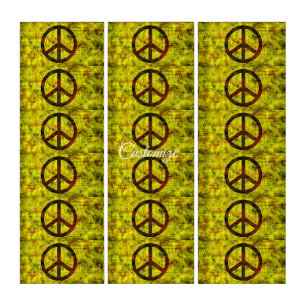 70's hippie groovy yellow peace symbol triptych