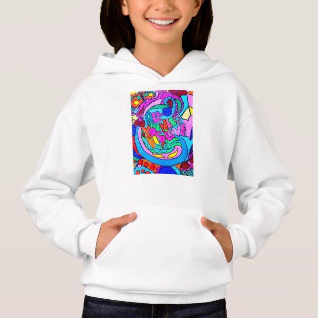 70's hippie love hoodie (Front)