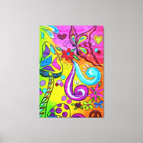 70s hippie psychedelic butterfly canvas