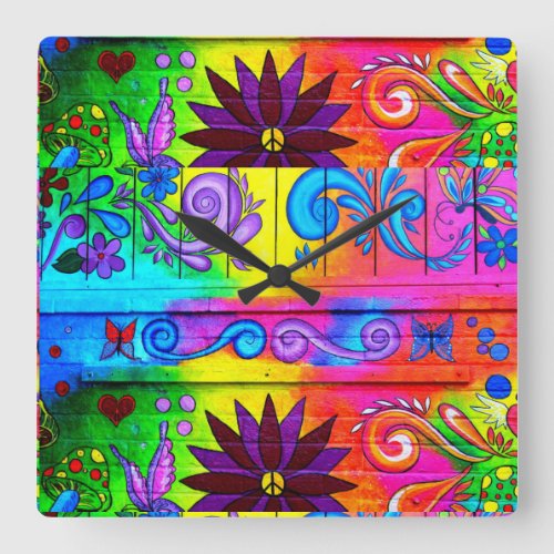 70s hippie psychedelic clock