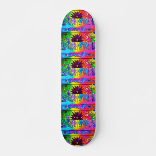 70s hippie psychedelic colors skateboard