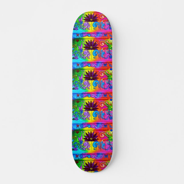70's hippie psychedelic colors skateboard (Front)