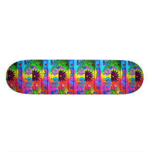 70's hippie psychedelic colors skateboard deck