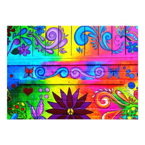 70s hippie psychedelic mural photo print