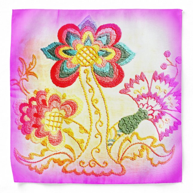 70's hippie style pink palm tree bandana (Front)