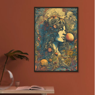 70s Hippie Woman AI Art | Psychedelic Retro Poster