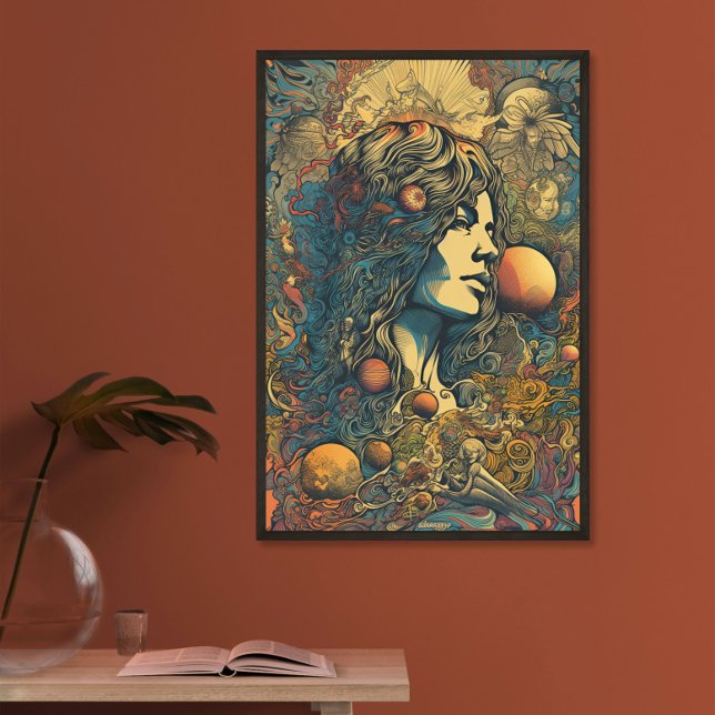 70s Hippie Woman AI Art | Psychedelic Retro Poster (Creator Uploaded)