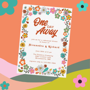 70's inspired floral Rehearsal Dinner Invitation