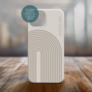70s Inspired Line Art - Neutral Rainbow Arch iPhone 16 Case