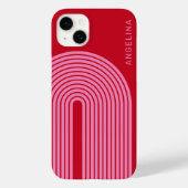70s Inspired Line Art - Red Pink Rainbow Arch Case-Mate iPhone Case (Back)