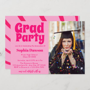70s-Inspired Retro Graduation Party Photo  Invitation