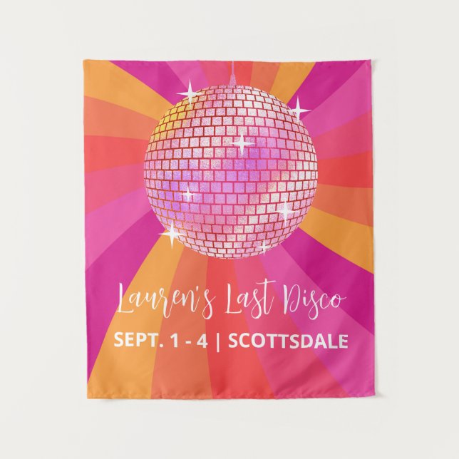 70s Last Disco Bachelorette Party Backdrop, SARA (Front)