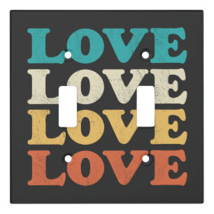70s Love Retro Distressed Repeat Type Light Switch Cover