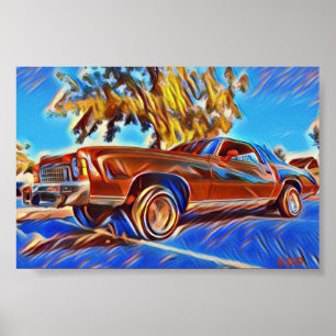 70's Lowrider Chevrolet Monte Carlo Low Rider Art Poster
