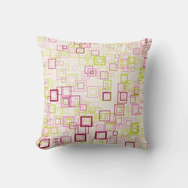 70's Mid Century Modern Geometric Squares Pattern  Throw Pillow (Front)