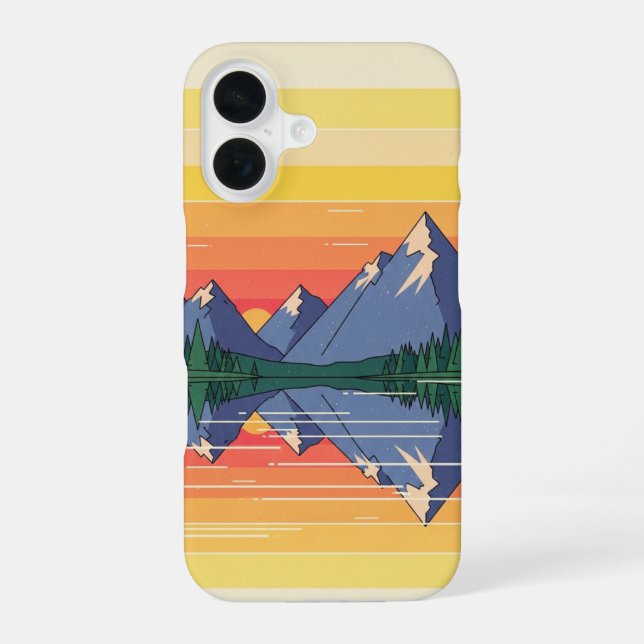 70s Minimalist Sunset Lake iPhone Case (Back)