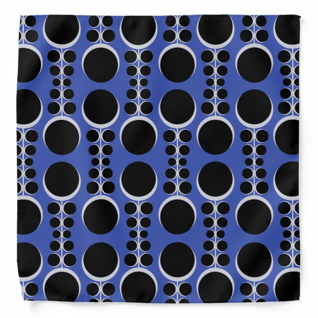 70s Mod Middle Blue Pattern Abstract Geometry Bandana (Front)