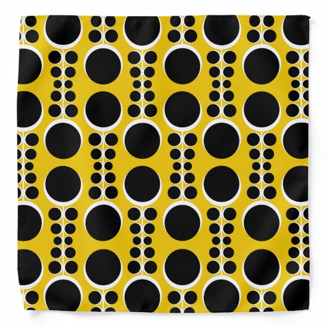 70s Mod Mustard Yellow Pattern Abstract Geometry Bandana (Front)