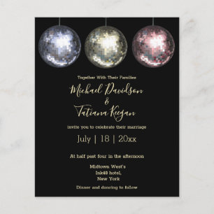 70s Modern Retro Disco Ball Wedding Invitation