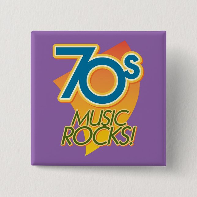 70s Music Rocks! Pinback Button (Front)
