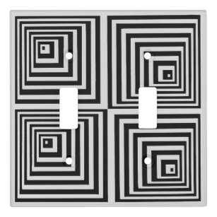 Retro Mod Squares Black And White Home Decor Metal Light Switch Plate Cover 