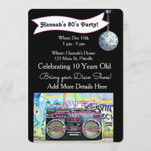 70's or 80's Party Disco Birthday Invitations