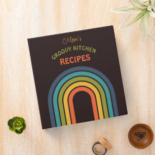 70s Orange Brown Teal Pattern Custom 3 Ring Binder