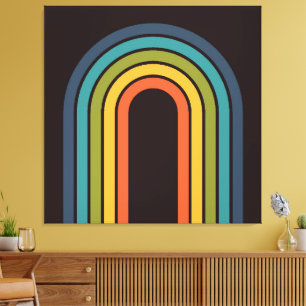 70s Orange Brown Teal Pattern Custom Canvas Print